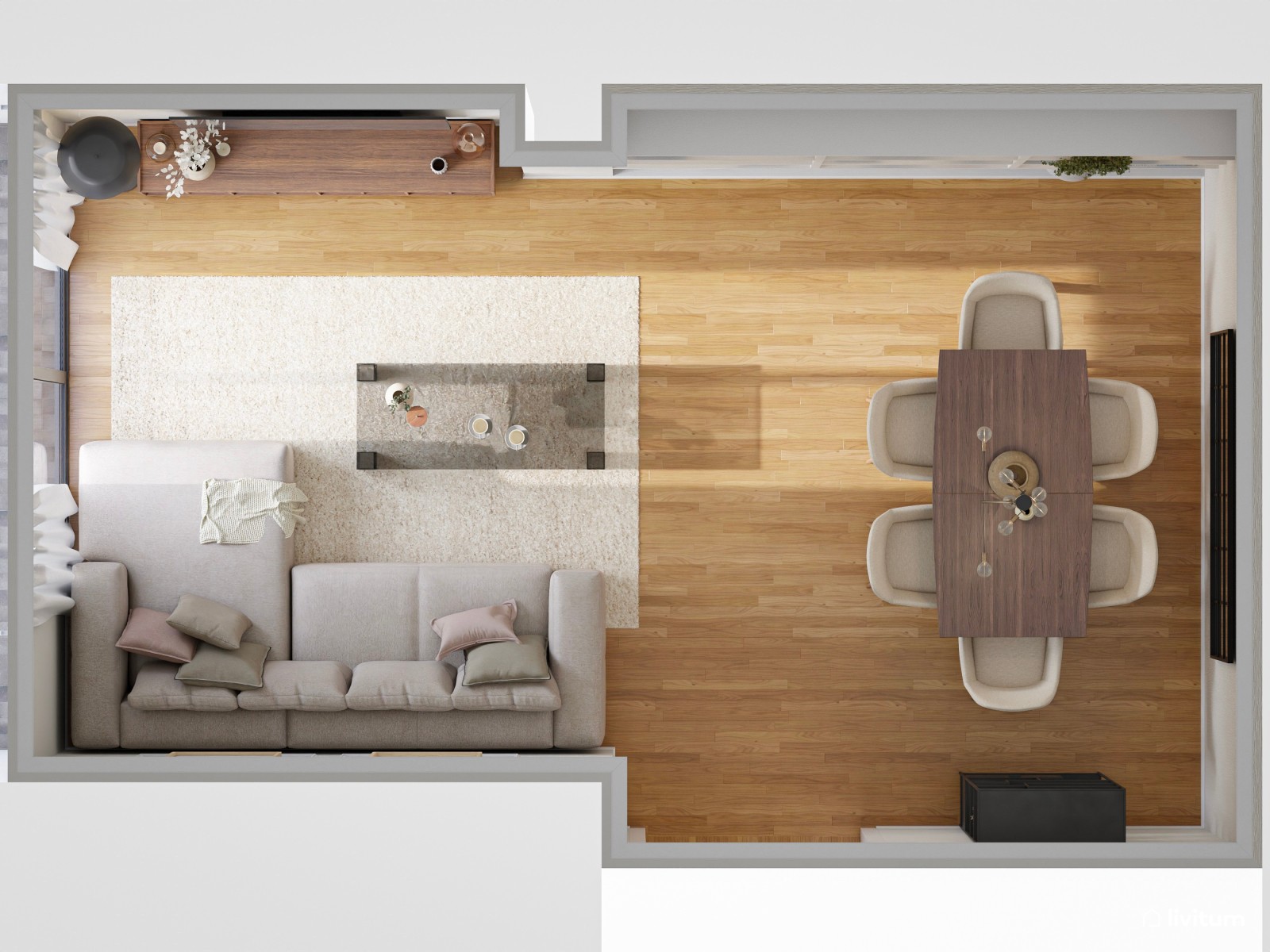 La comunión de lo clásico y lo moderno en un armonioso salón comedor