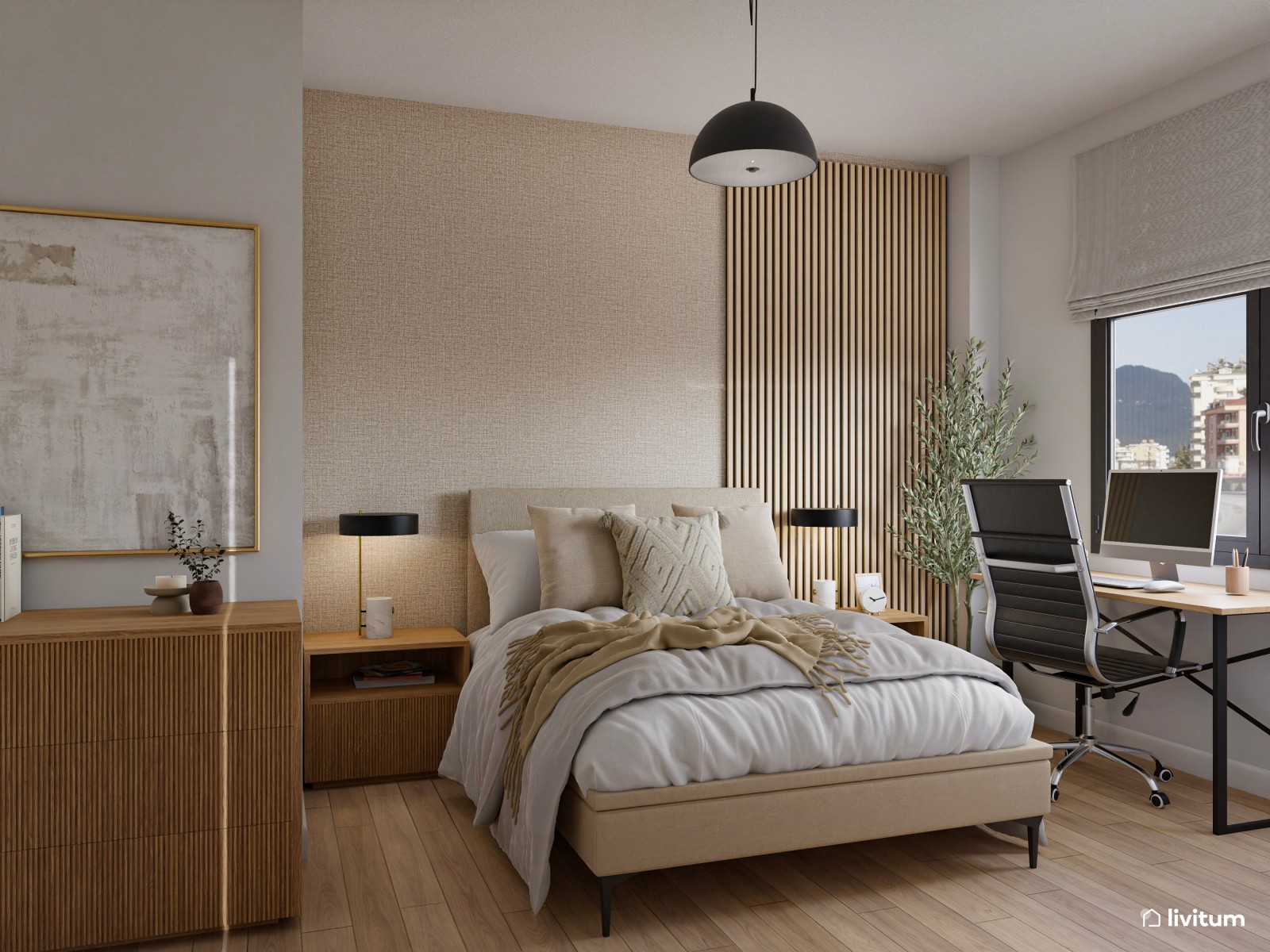 La elegancia llega al dormitorio: una habitación moderna, sobria y luminosa