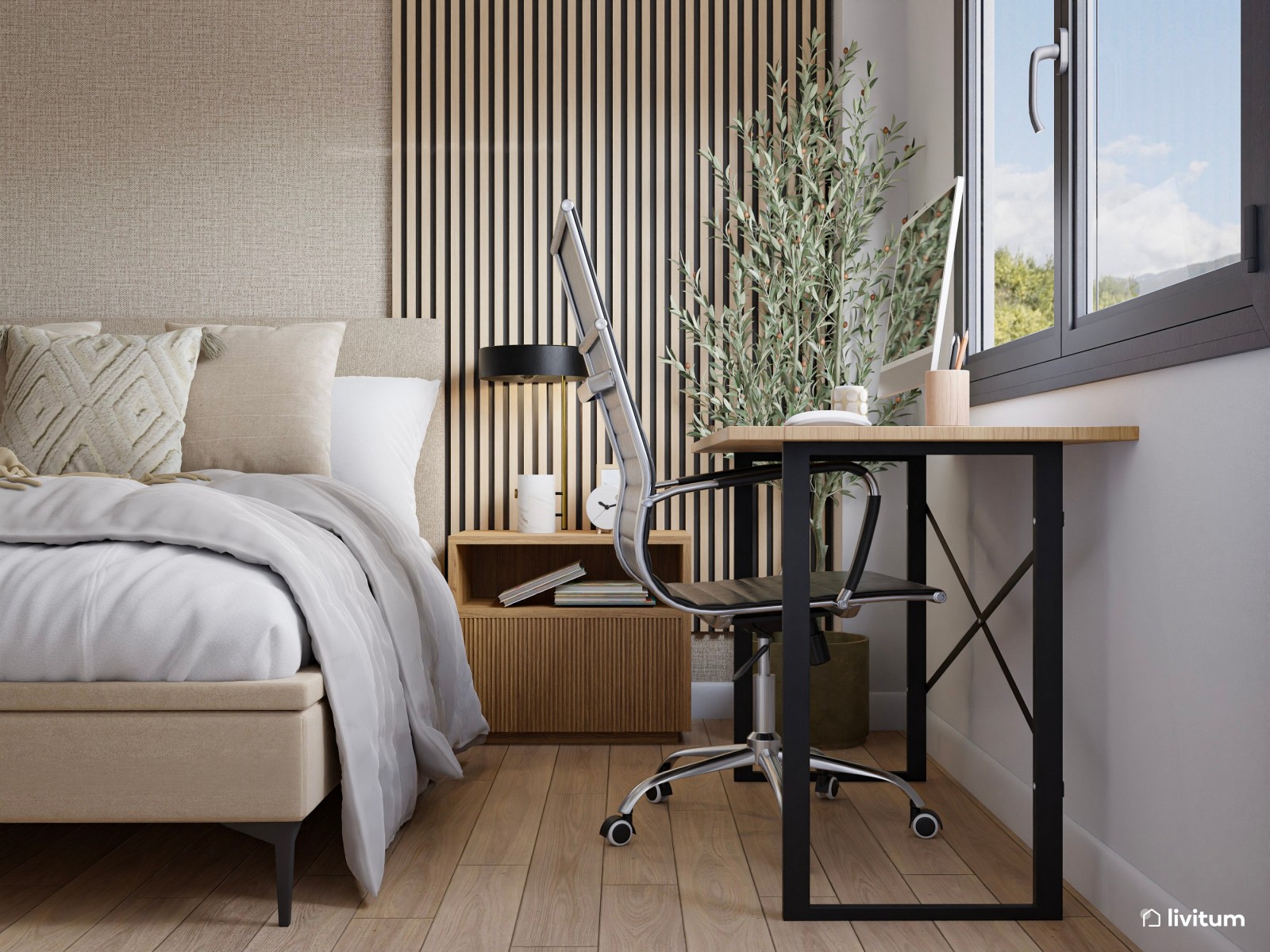 La elegancia llega al dormitorio: una habitación moderna, sobria y luminosa