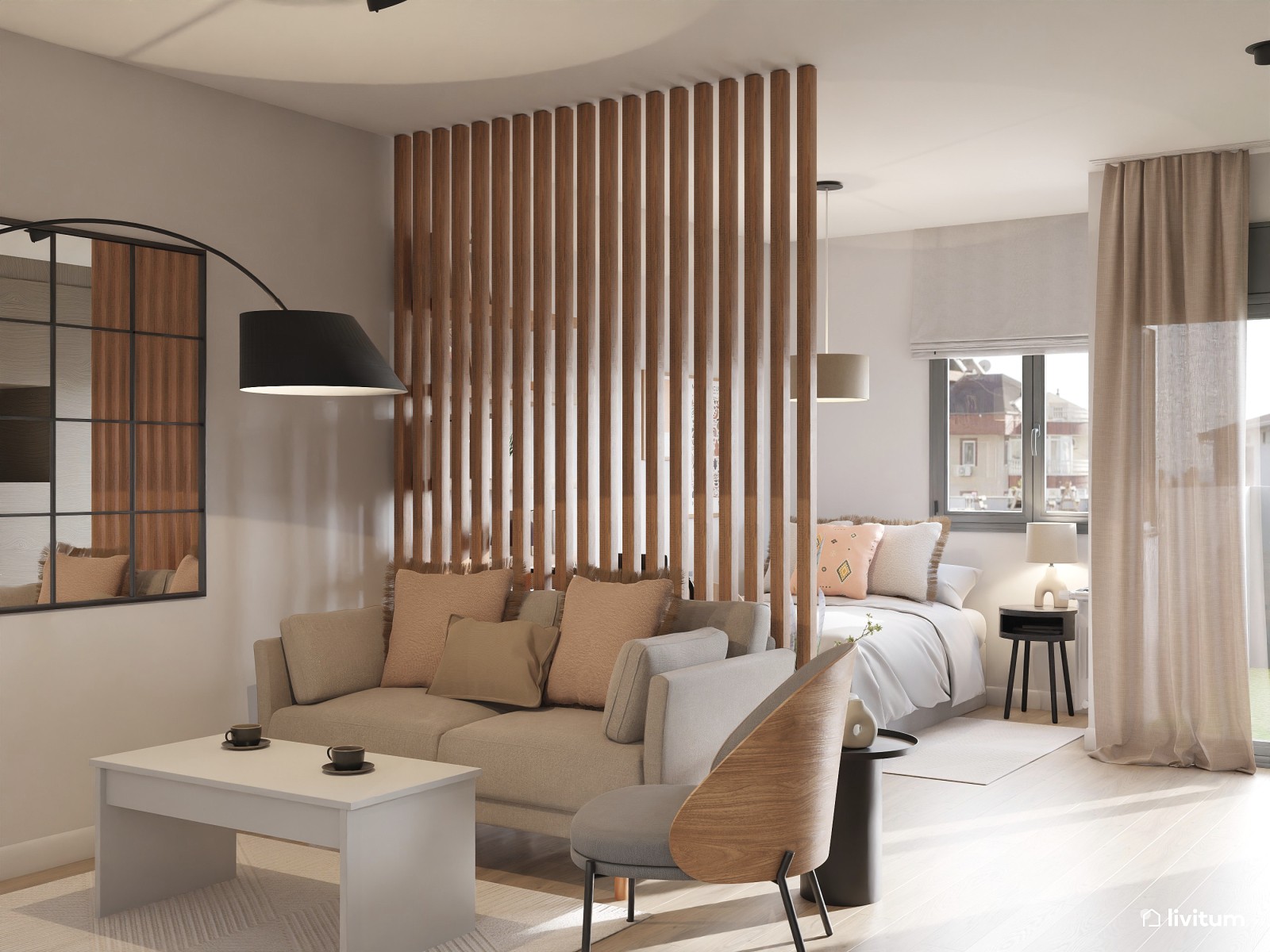 Loft nórdico y vintage con paneles de madera 