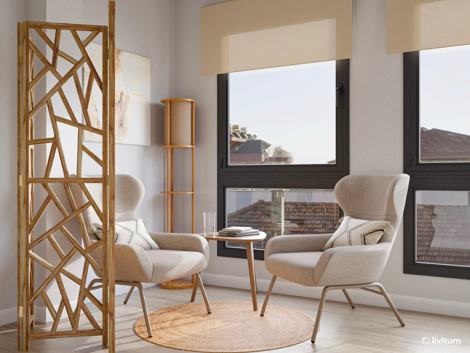 Luminoso despacho de psicología con decoración suave y elegante