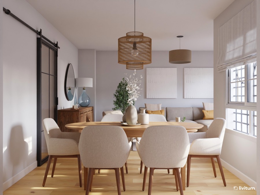 Luminoso y acogedor salón comedor moderno y colonial - Livitum.com