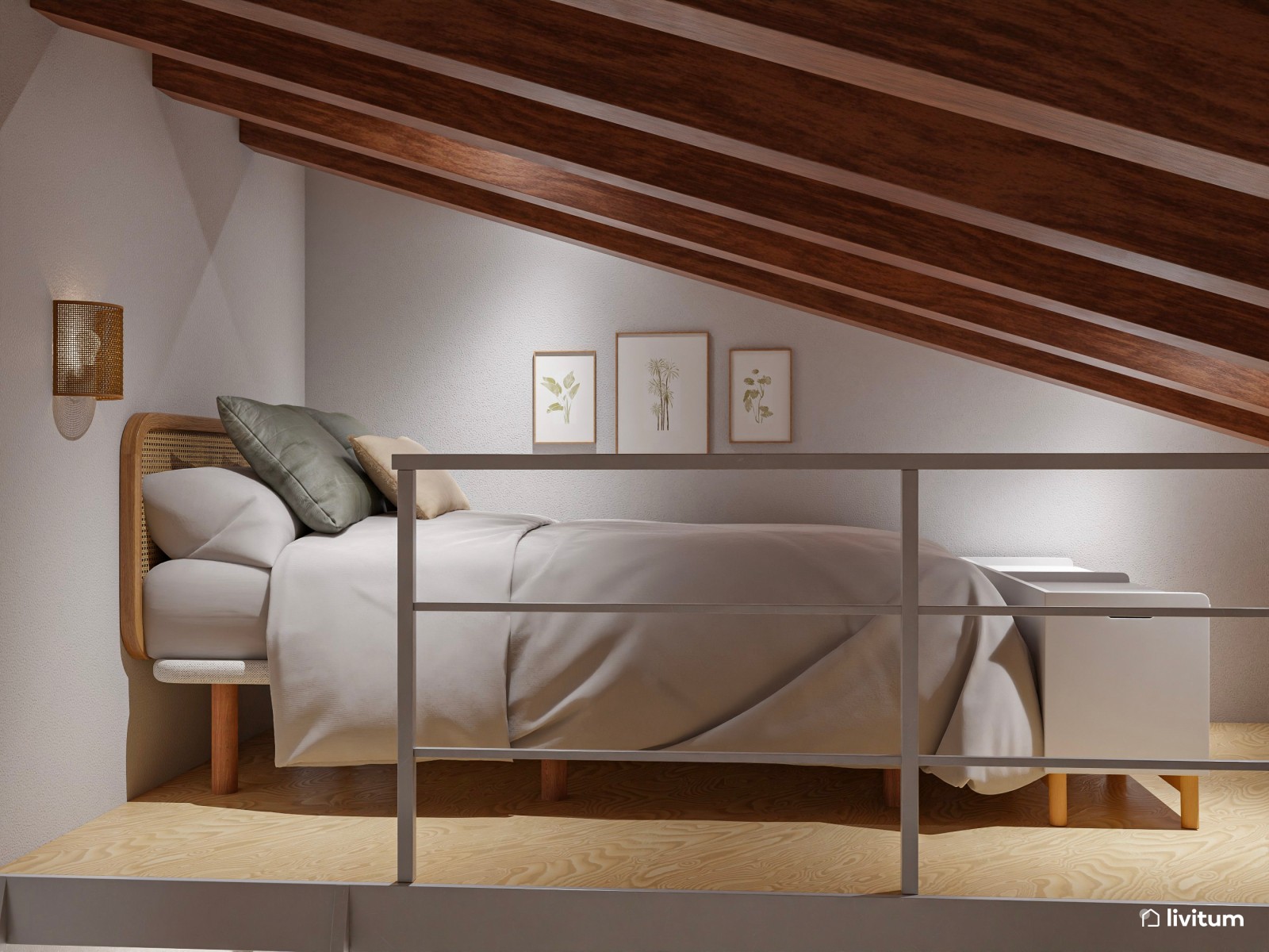 Mini casa: salón comedor, cocina abierta y dormitorio en altillo