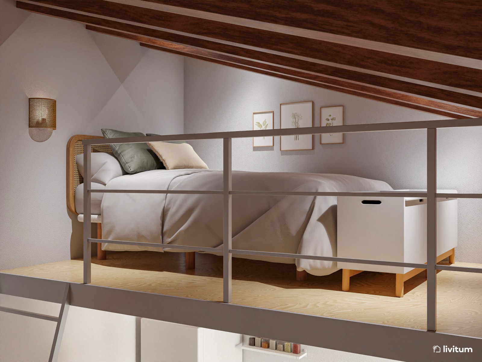 Mini casa: salón comedor, cocina abierta y dormitorio en altillo