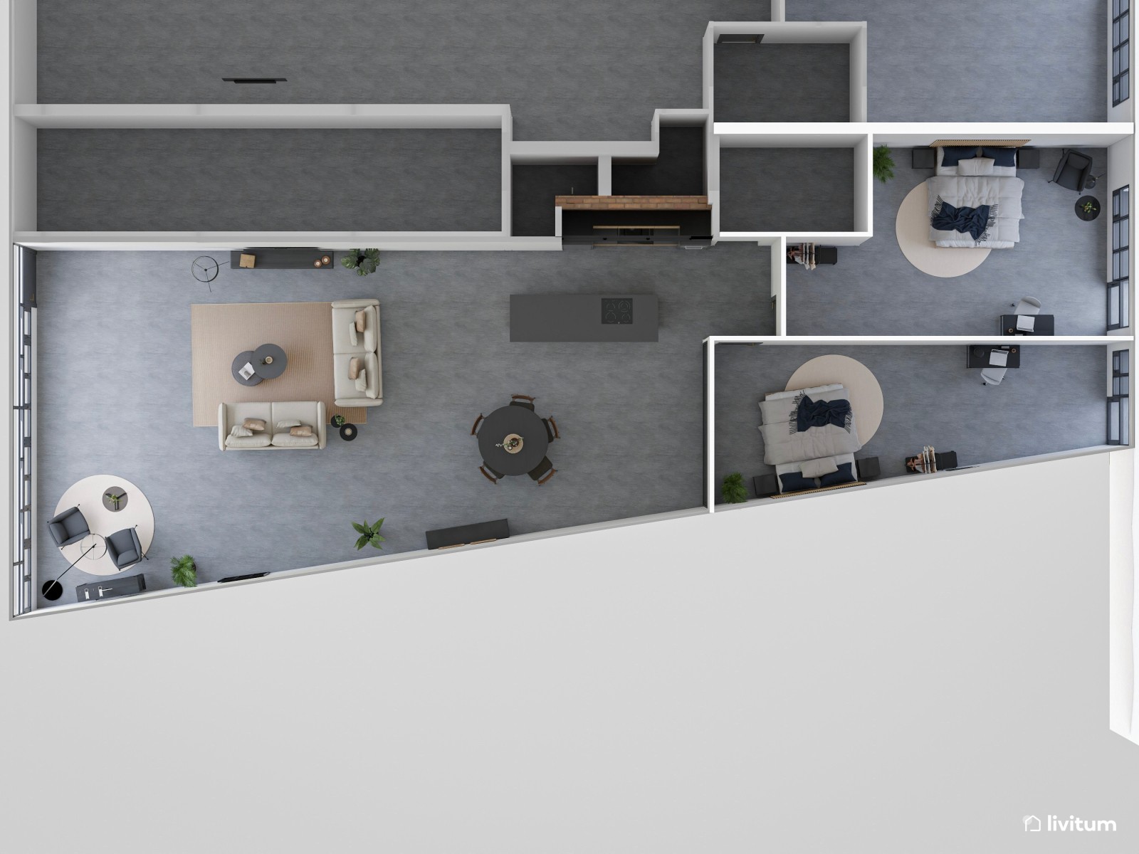 Moderna vivienda de alquiler con espacios de ocio y relajación