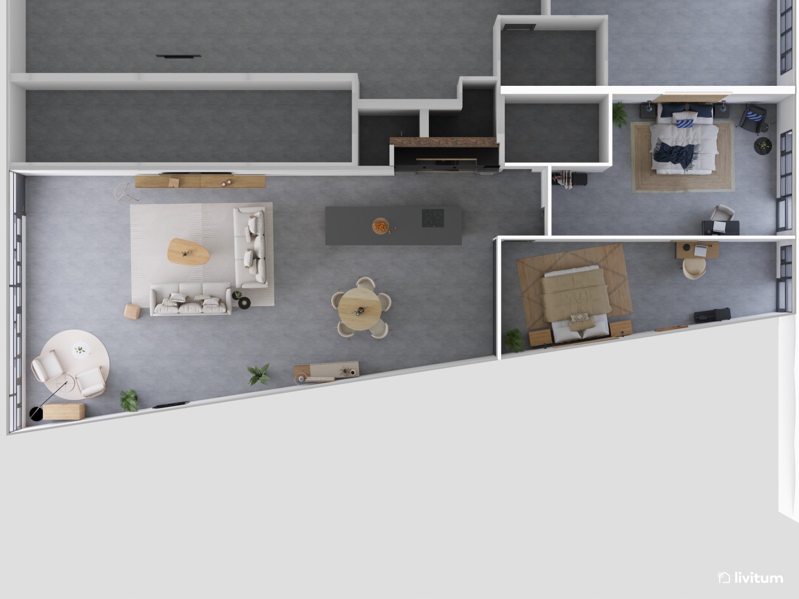 Moderna vivienda de alquiler con espacios de ocio y relajación