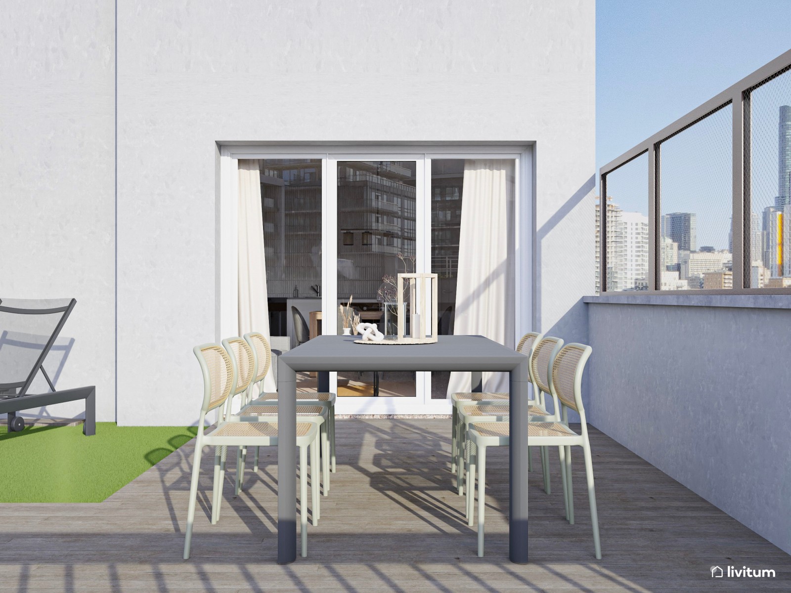 Moderno piso turístico decorado en tonos grises y detalles cálidos