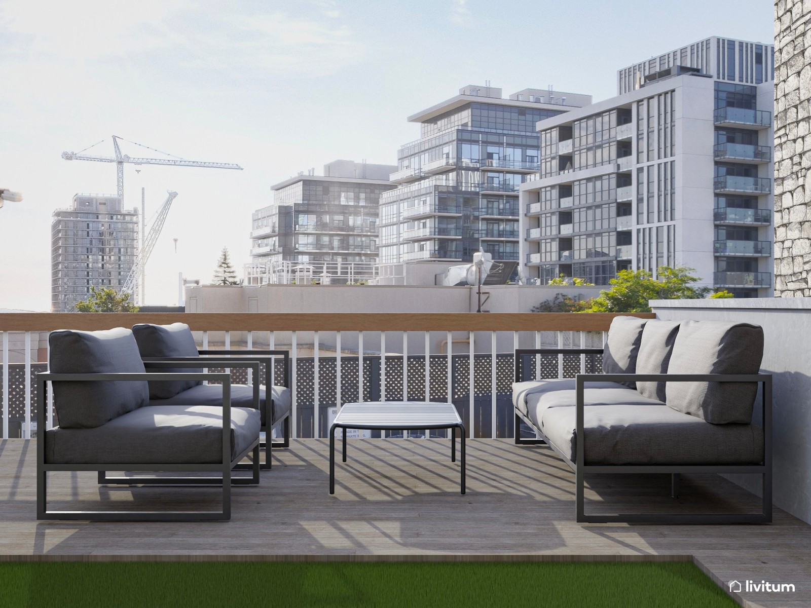 Moderno piso turístico decorado en tonos grises y detalles cálidos