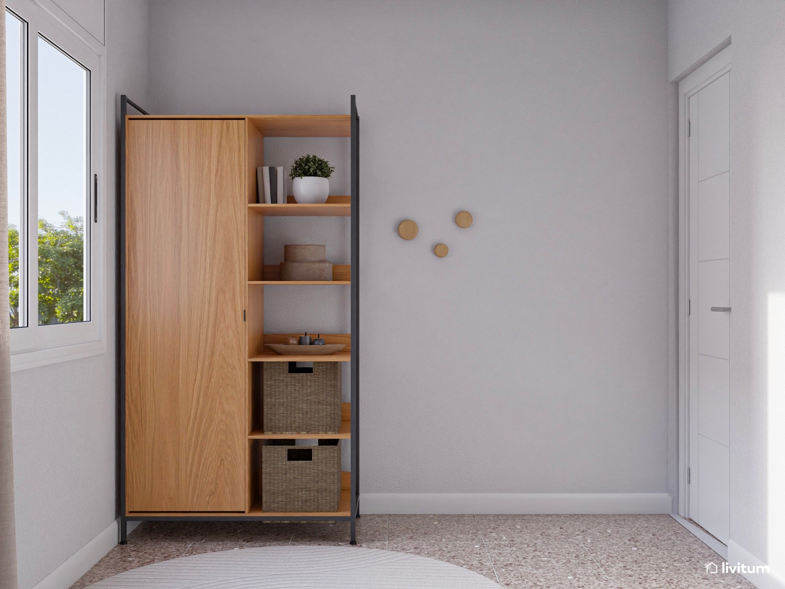 Moderno piso turístico decorado en tonos grises y detalles cálidos