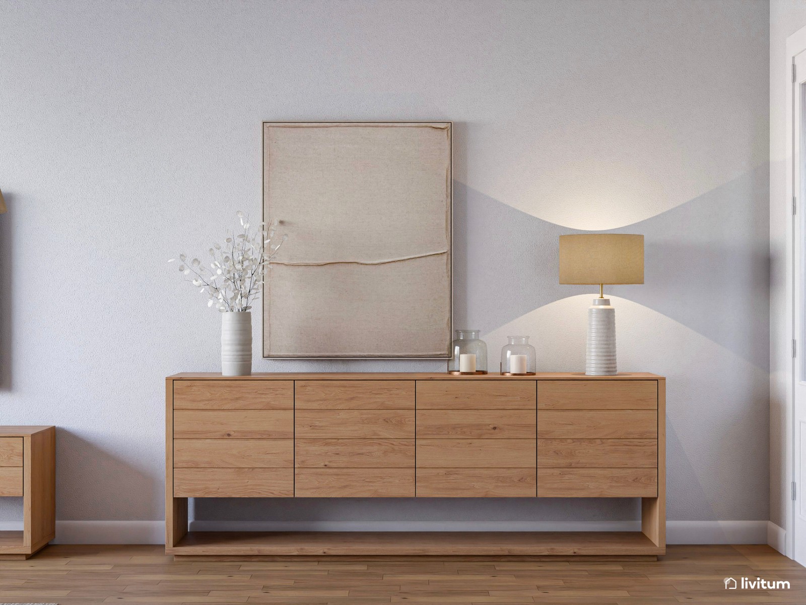 Moderno salón comedor con detalles en negro y marrón 