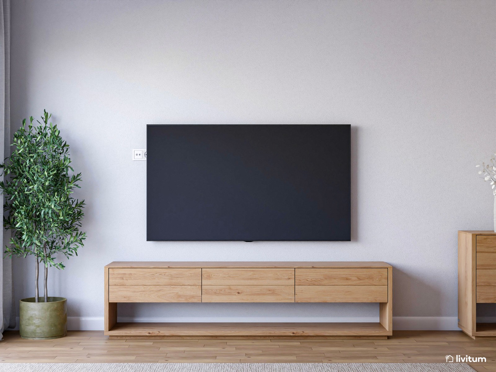 Moderno salón comedor con detalles en negro y marrón 