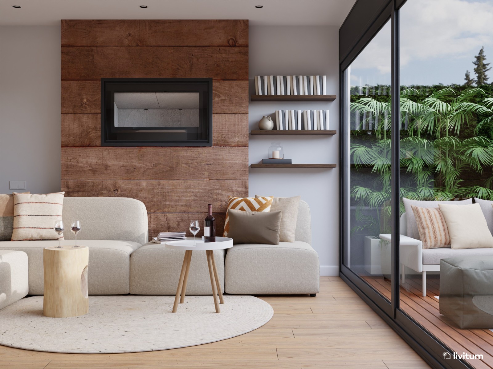 Moderno salón comedor con una atractiva terraza 