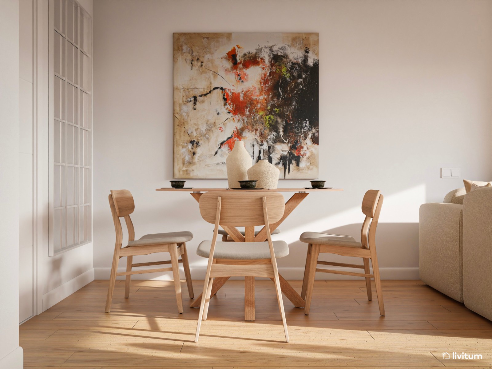 Moderno salón comedor con una atractiva terraza 