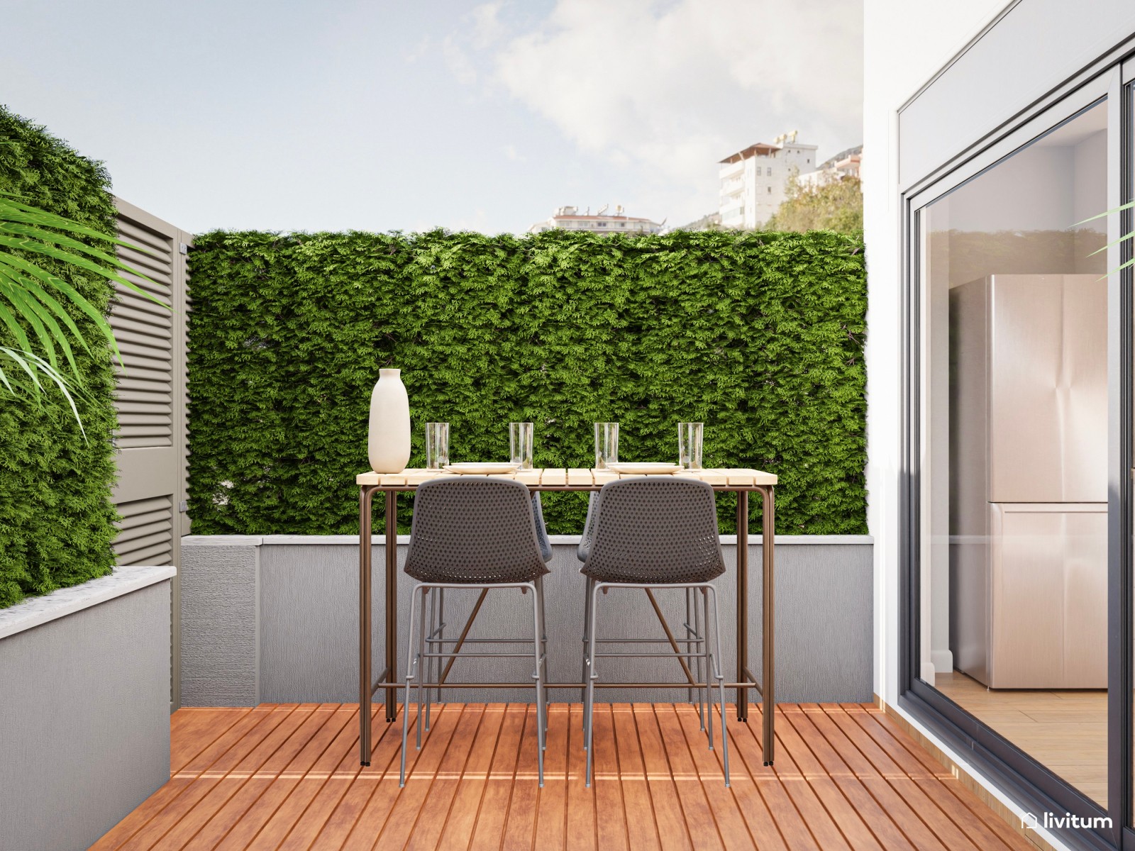 Moderno salón comedor con una atractiva terraza 