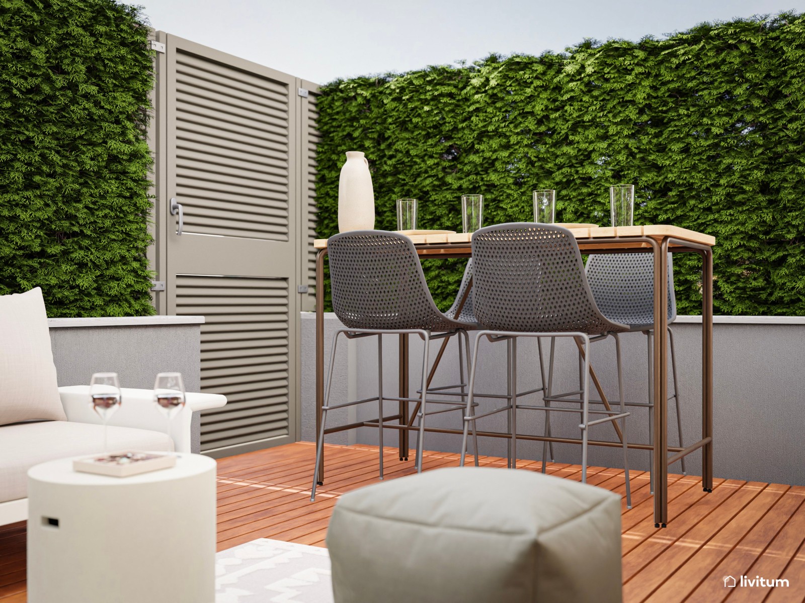 Moderno salón comedor con una atractiva terraza 