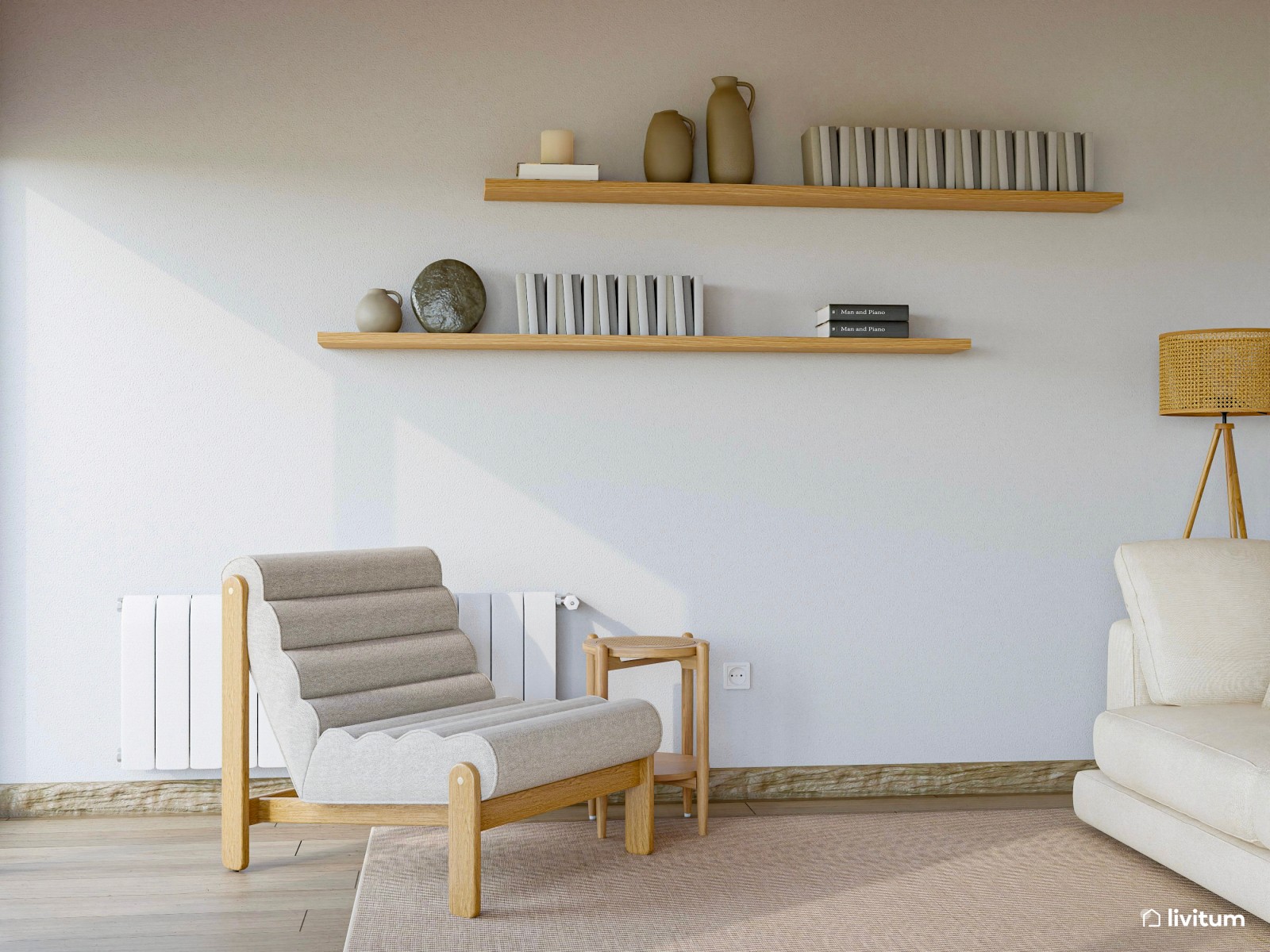 Moderno salón nórdico y rústico con fantásticas vistas