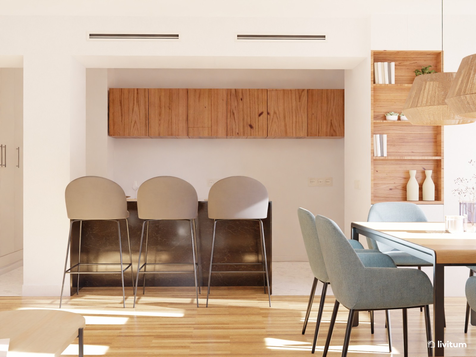 Moderno y elegante salón-comedor