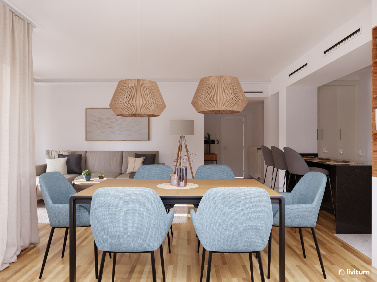 Moderno y elegante salón-comedor
