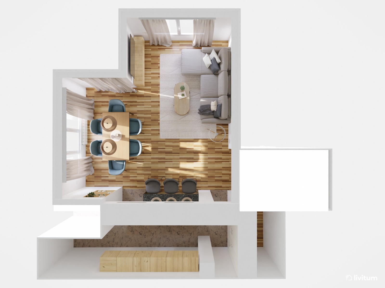 Moderno y elegante salón-comedor
