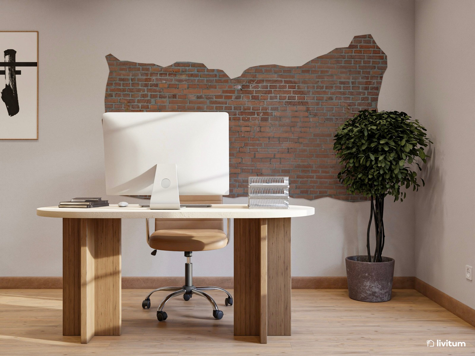  Oficina moderna e industrial en ambiente apacible