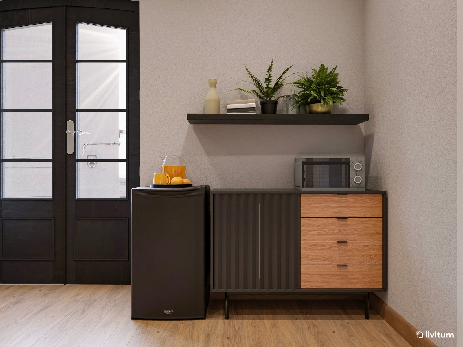  Oficina moderna e industrial en ambiente apacible