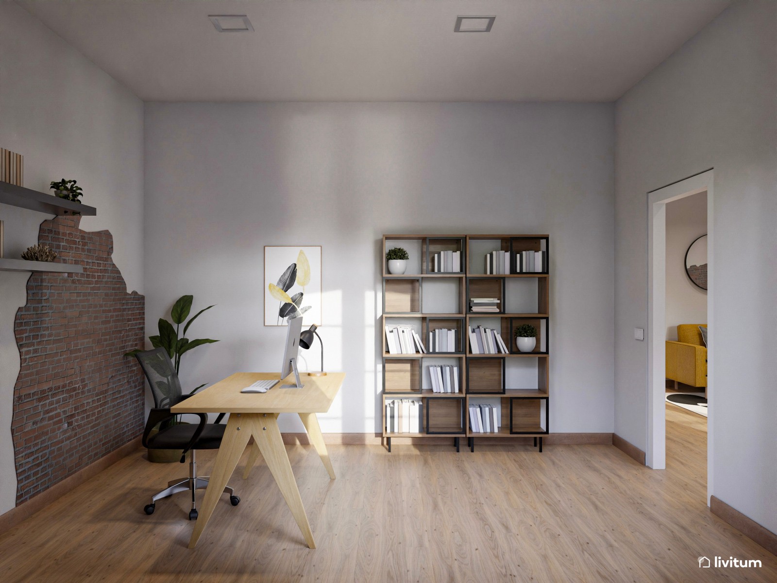  Oficina moderna e industrial en ambiente apacible