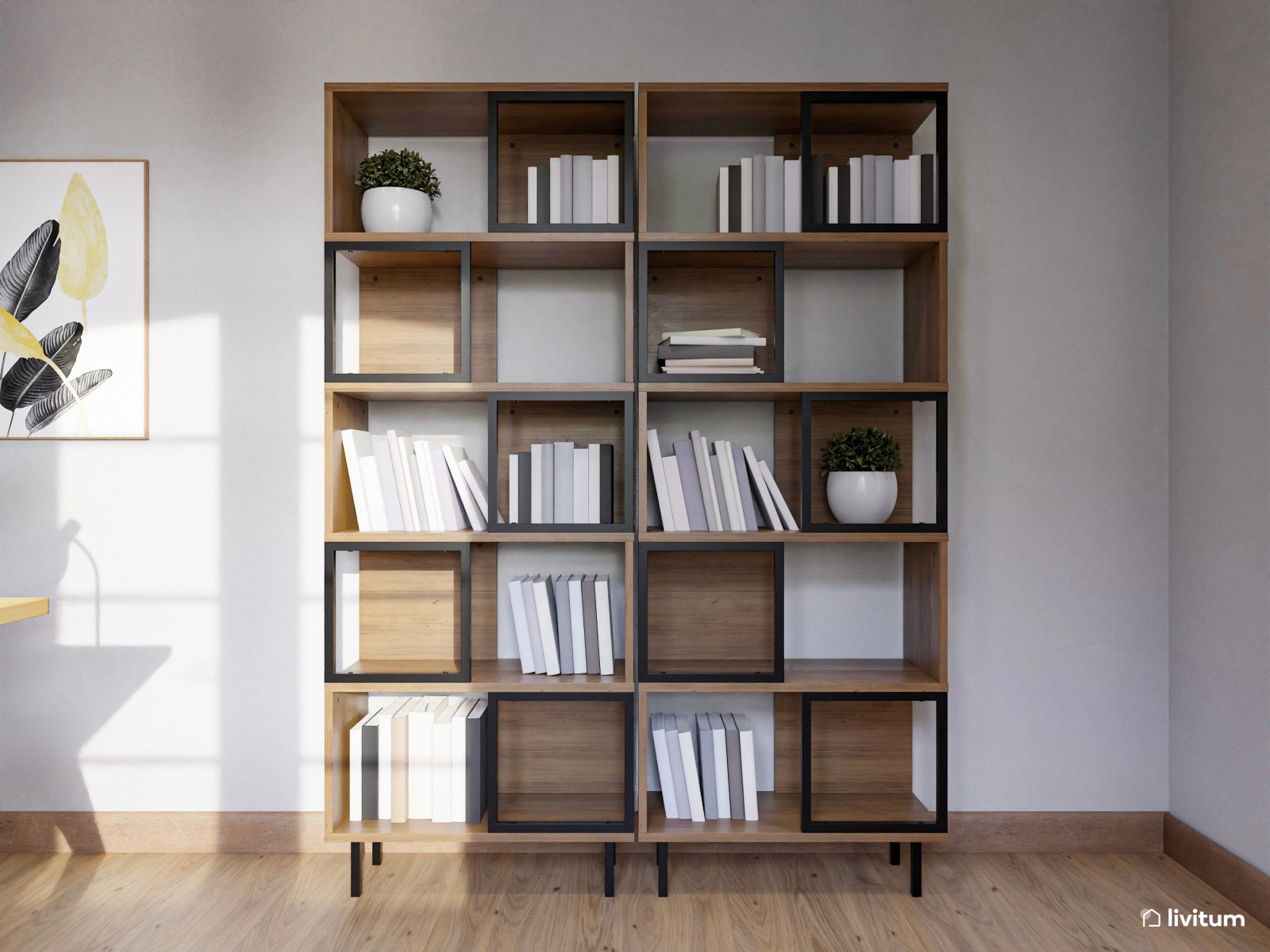  Oficina moderna e industrial en ambiente apacible