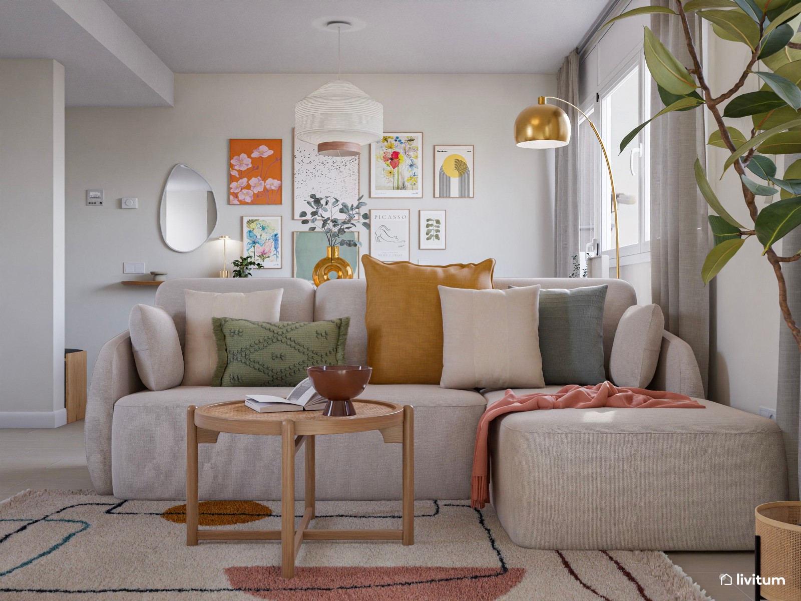 Original y colorido salón comedor de estilo ecléctico-moderno