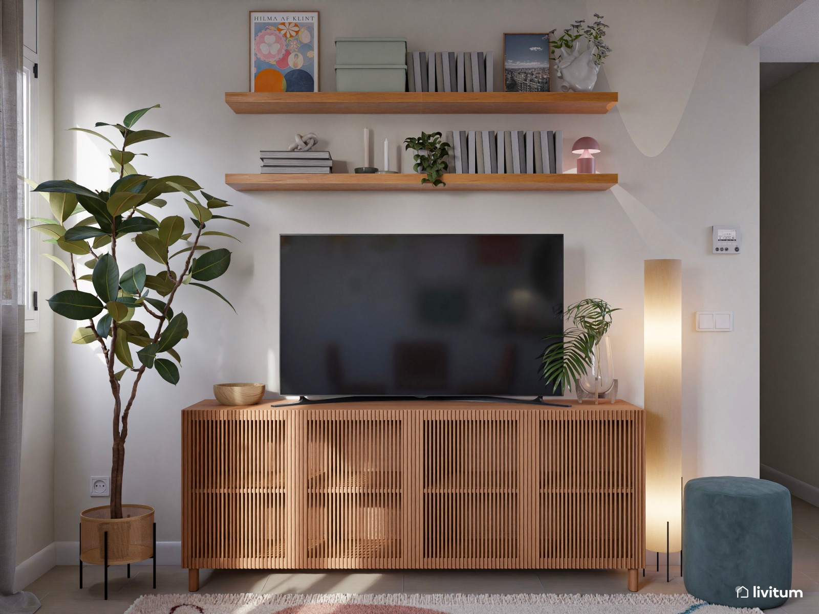 Original y colorido salón comedor de estilo ecléctico-moderno