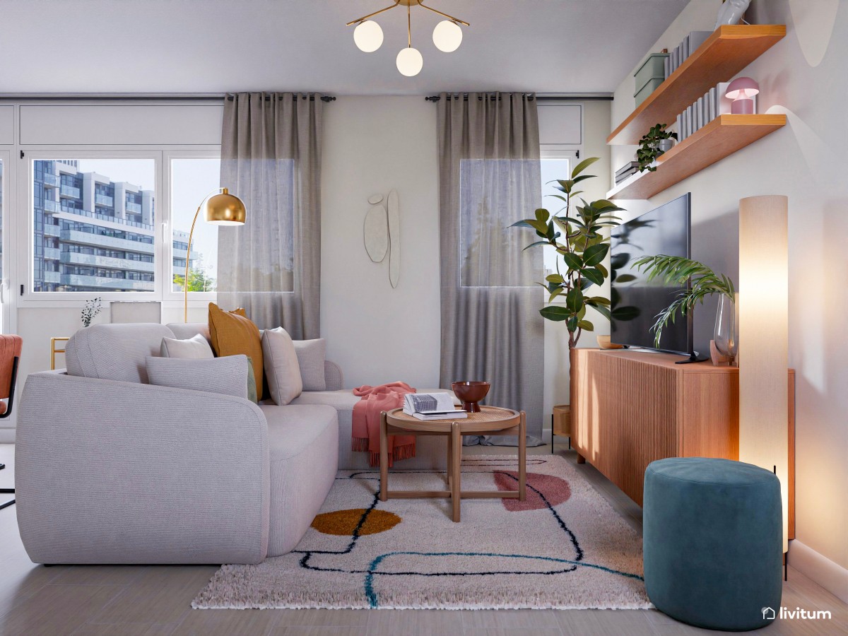 Original y colorido salón comedor de estilo ecléctico-moderno