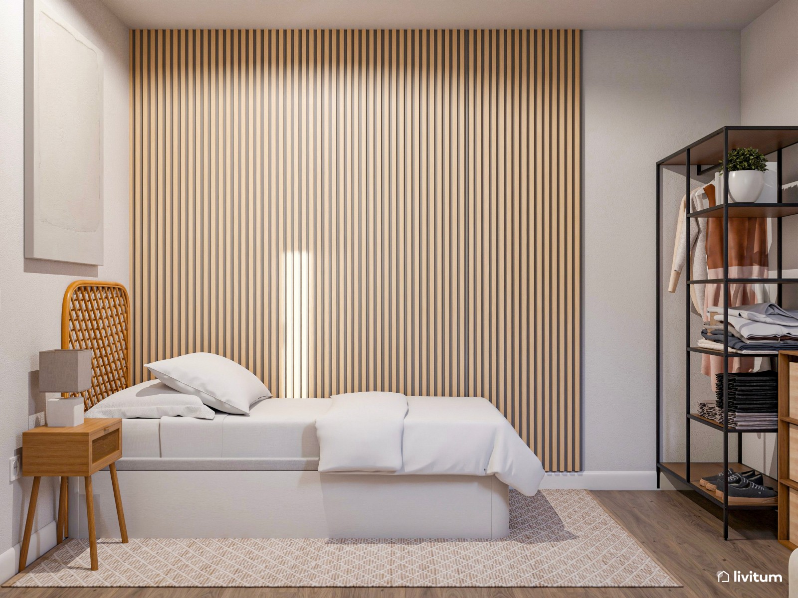 Pequeño dormitorio individual con escritorio de tan solo 8 m²