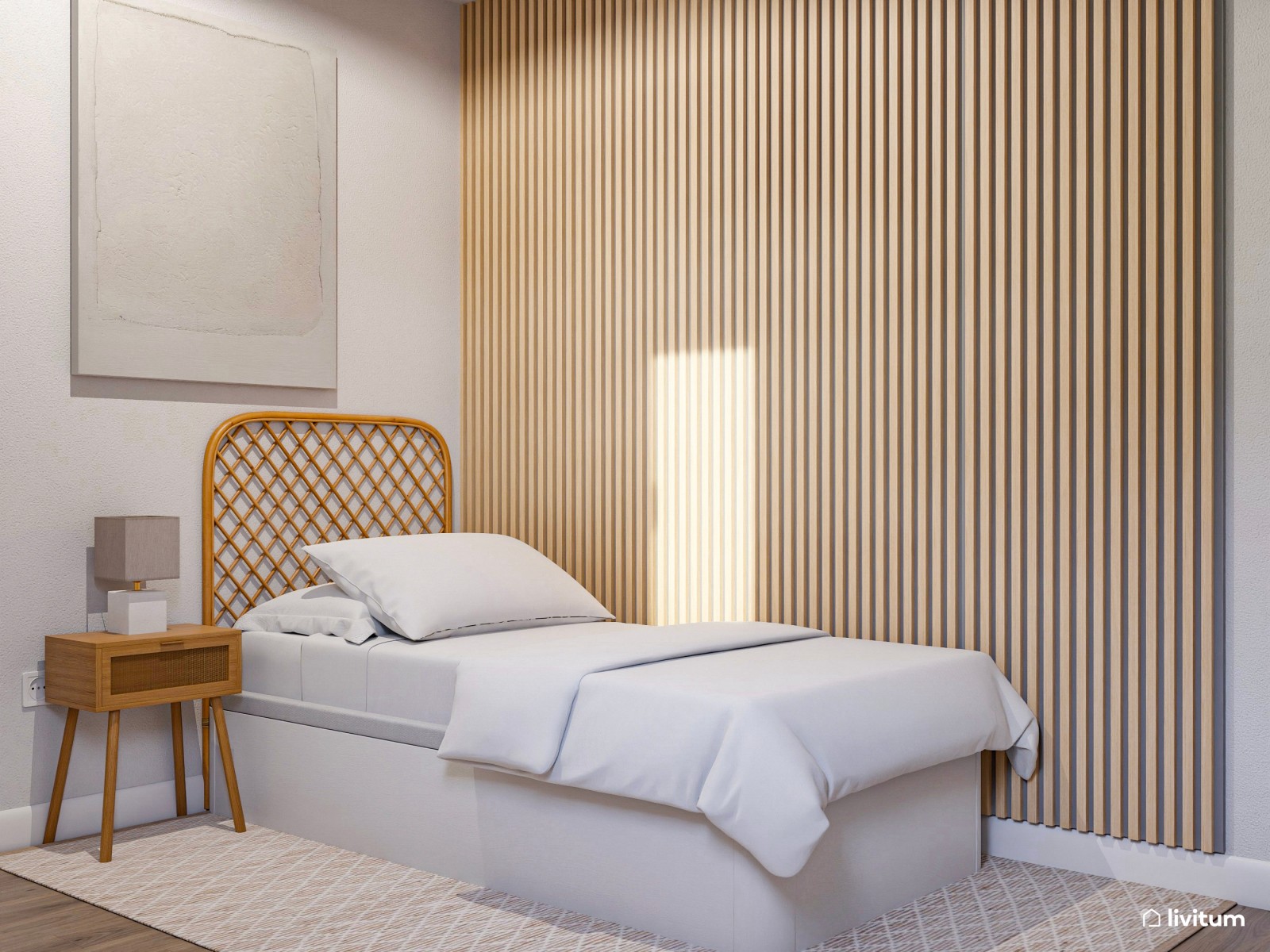 Pequeño dormitorio individual con escritorio de tan solo 8 m²