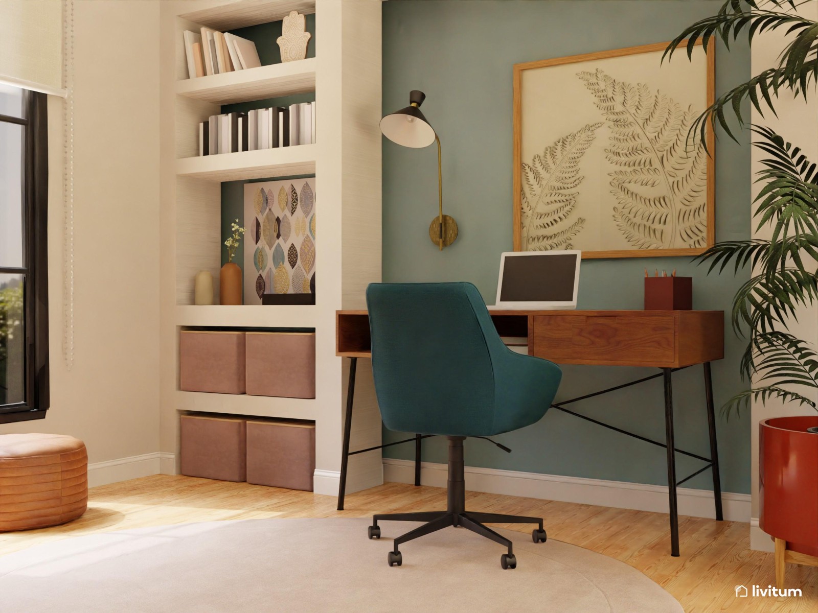 Pequeño estudio en piso de 60 m²