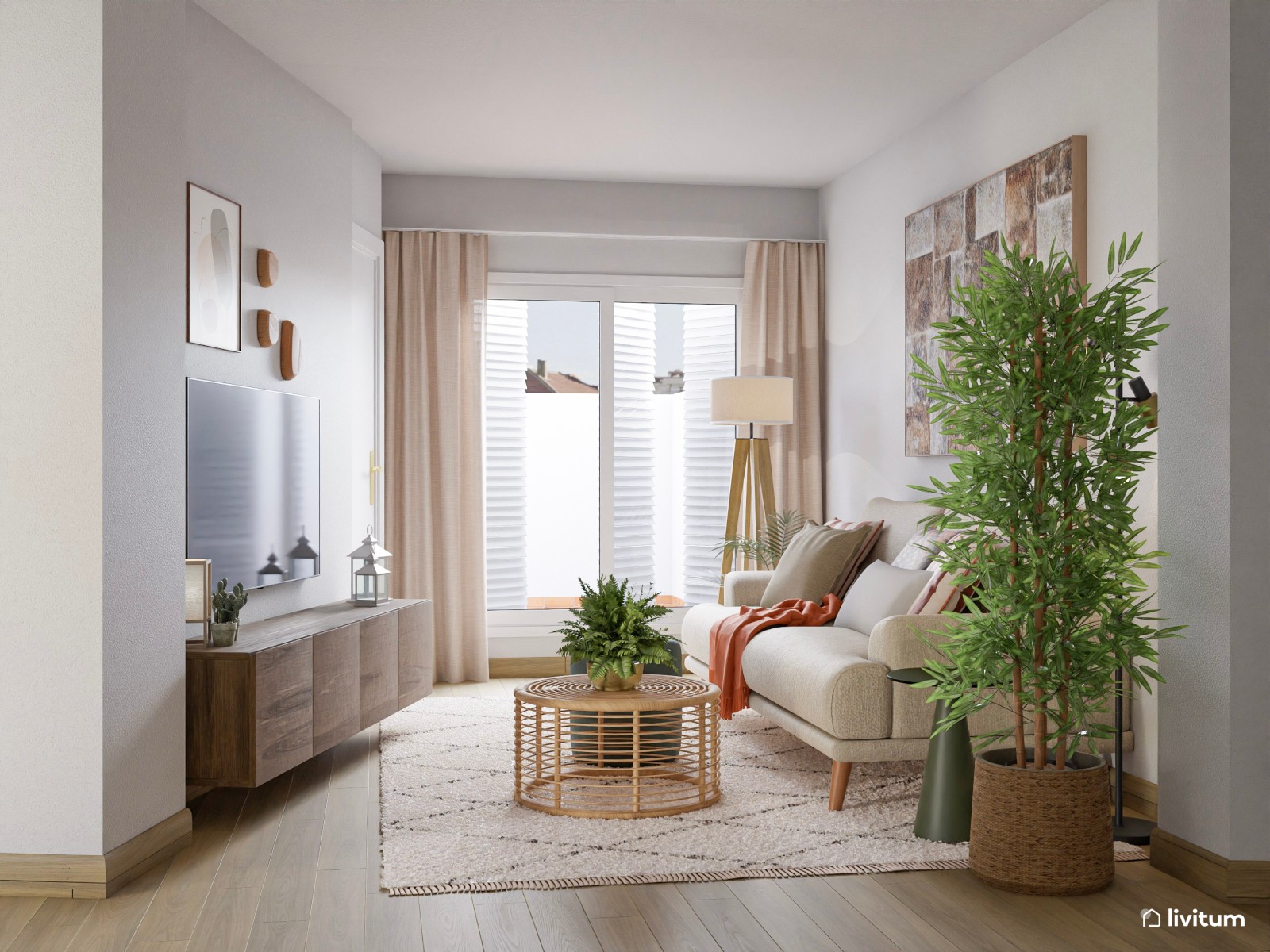 Pequeño salón moderno de planta irregular 