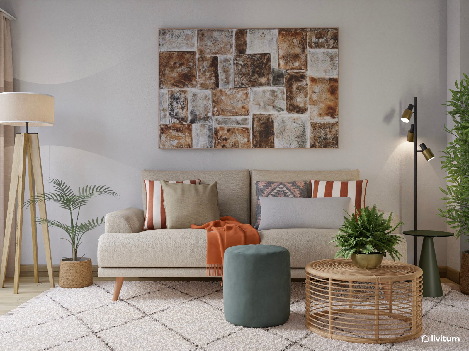 Pequeño salón moderno de planta irregular 