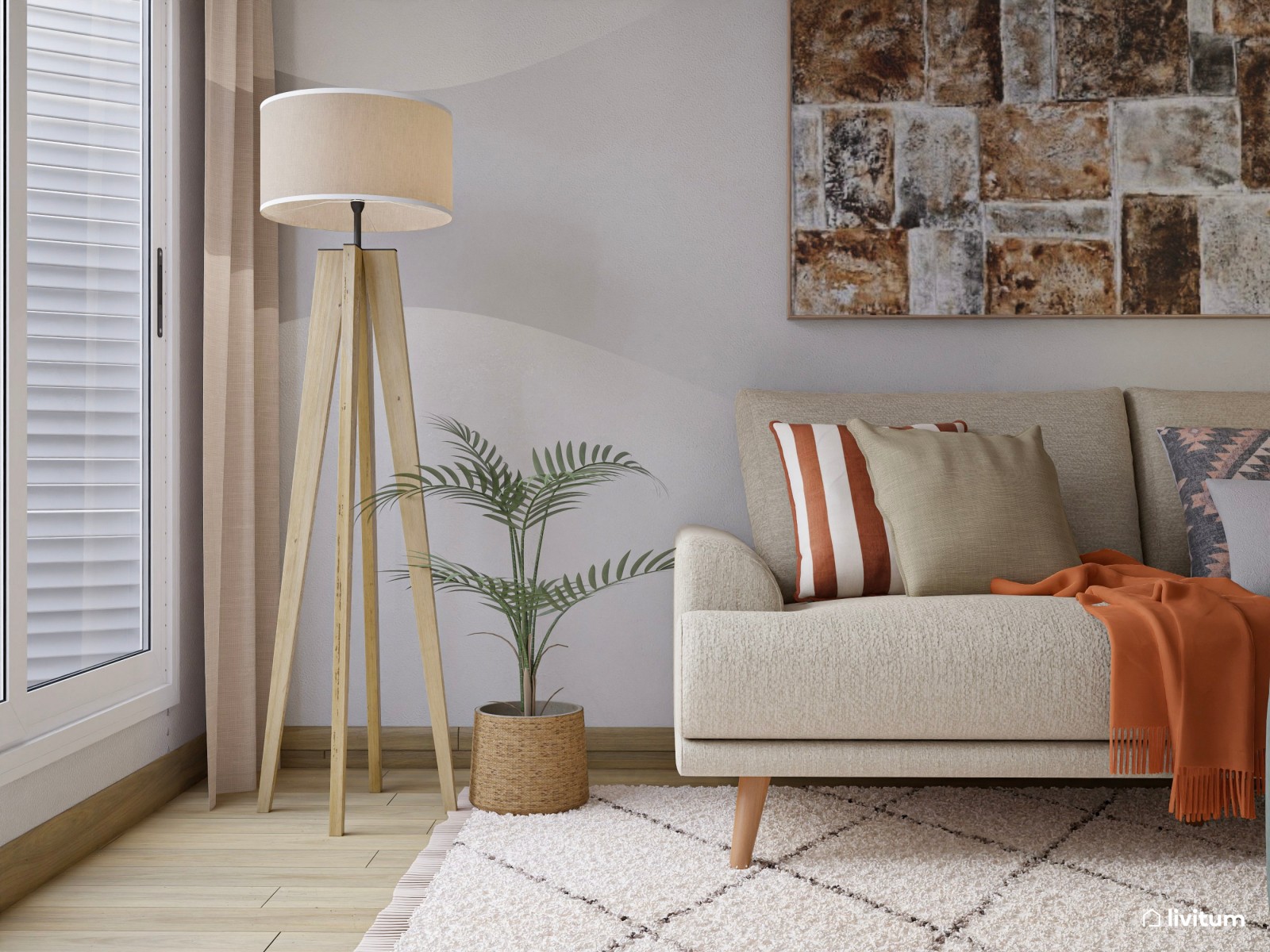 Pequeño salón moderno de planta irregular 