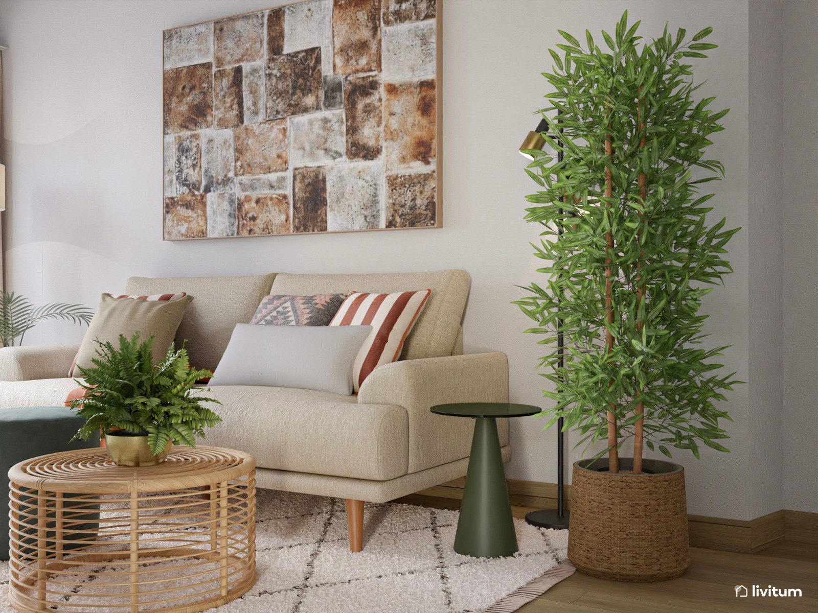 Pequeño salón moderno de planta irregular 