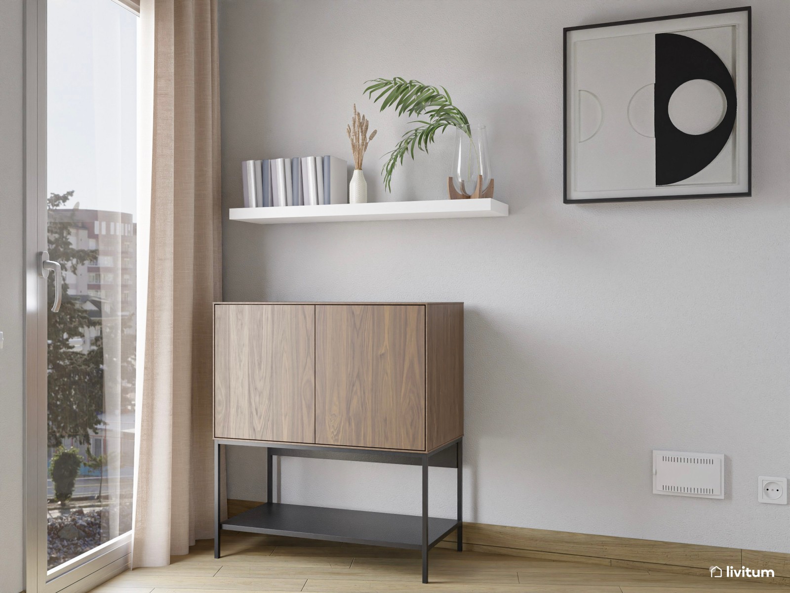 Pequeño salón moderno de planta irregular 