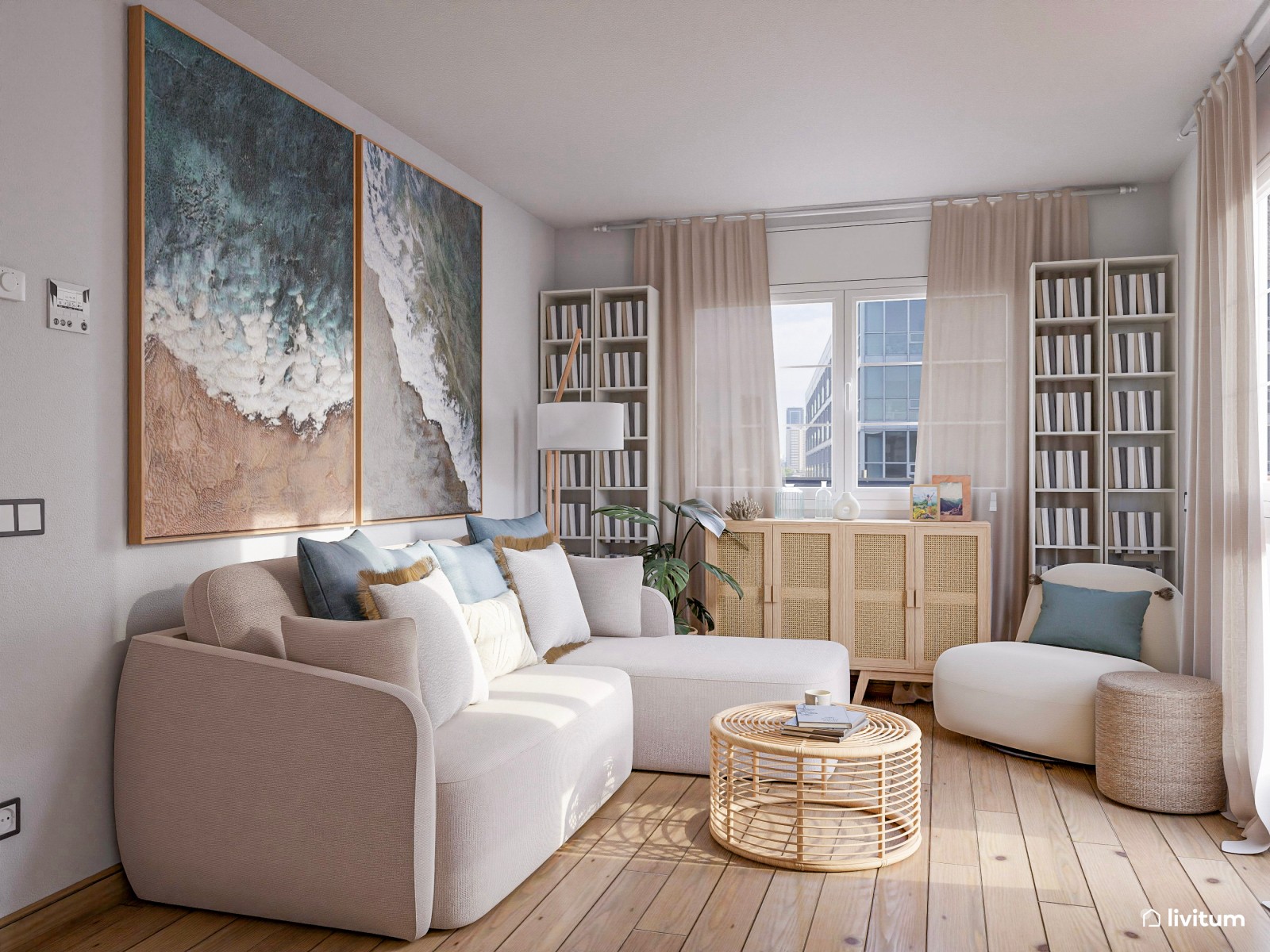 Pequeño y elegante salón comedor con muebles de diseño contemporáneo 