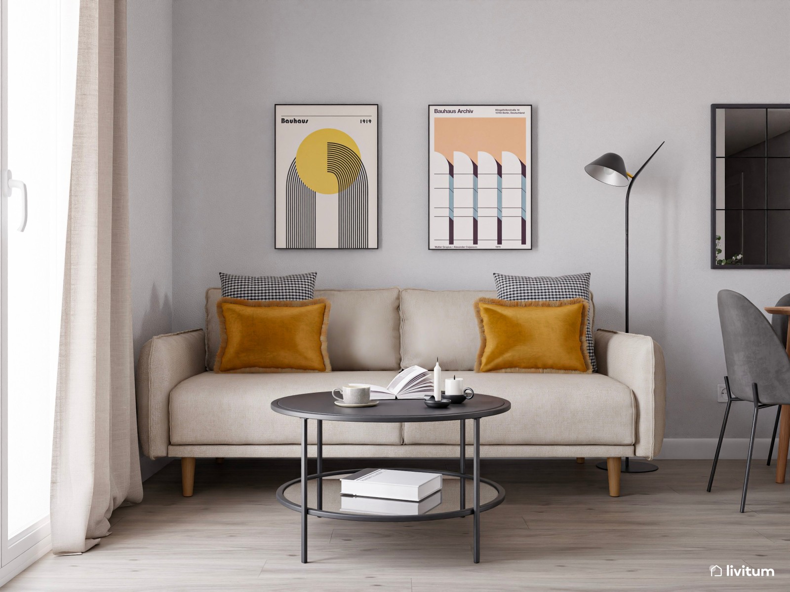  Piso turístico decorado en tonos neutros con acentos en naranja