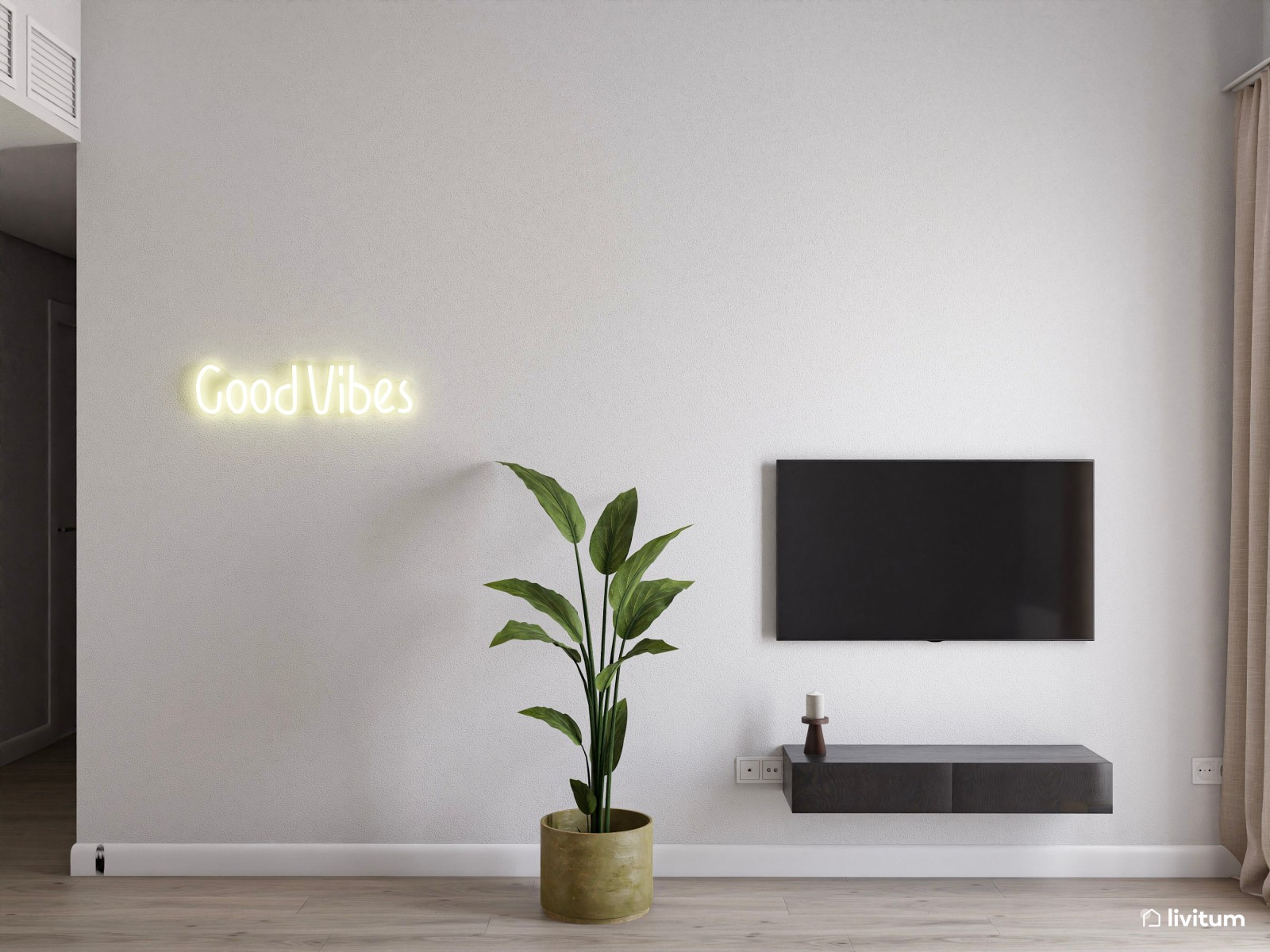  Piso turístico decorado en tonos neutros con acentos en naranja