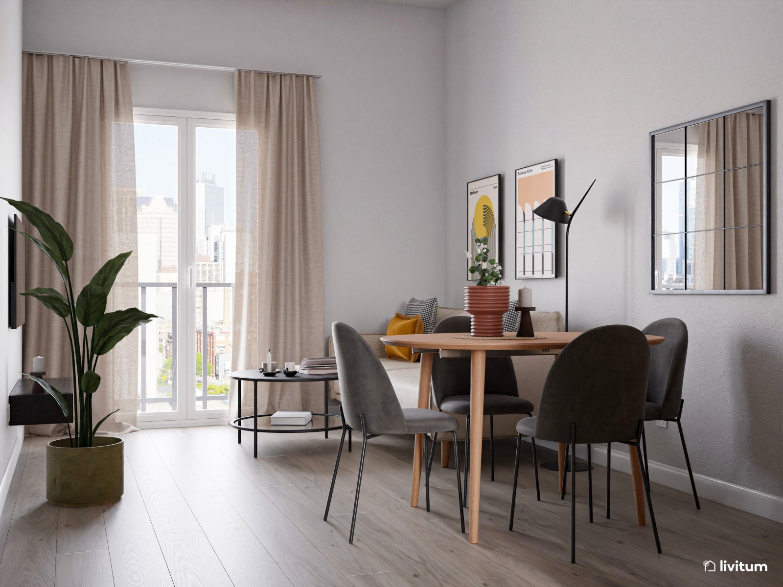  Piso turístico decorado en tonos neutros con acentos en naranja