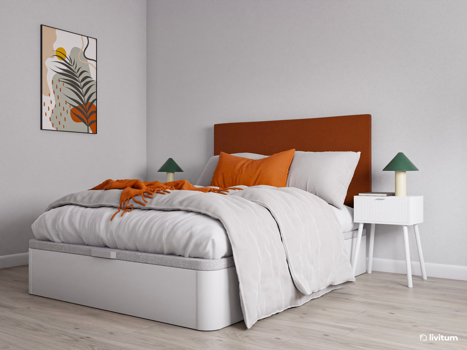  Piso turístico decorado en tonos neutros con acentos en naranja