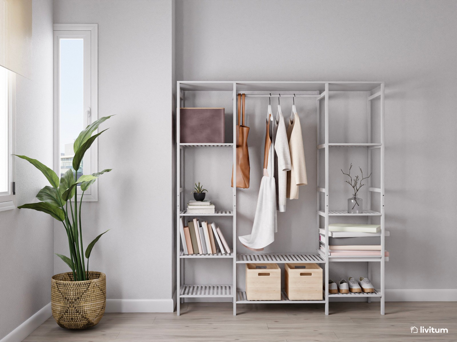  Piso turístico decorado en tonos neutros con acentos en naranja