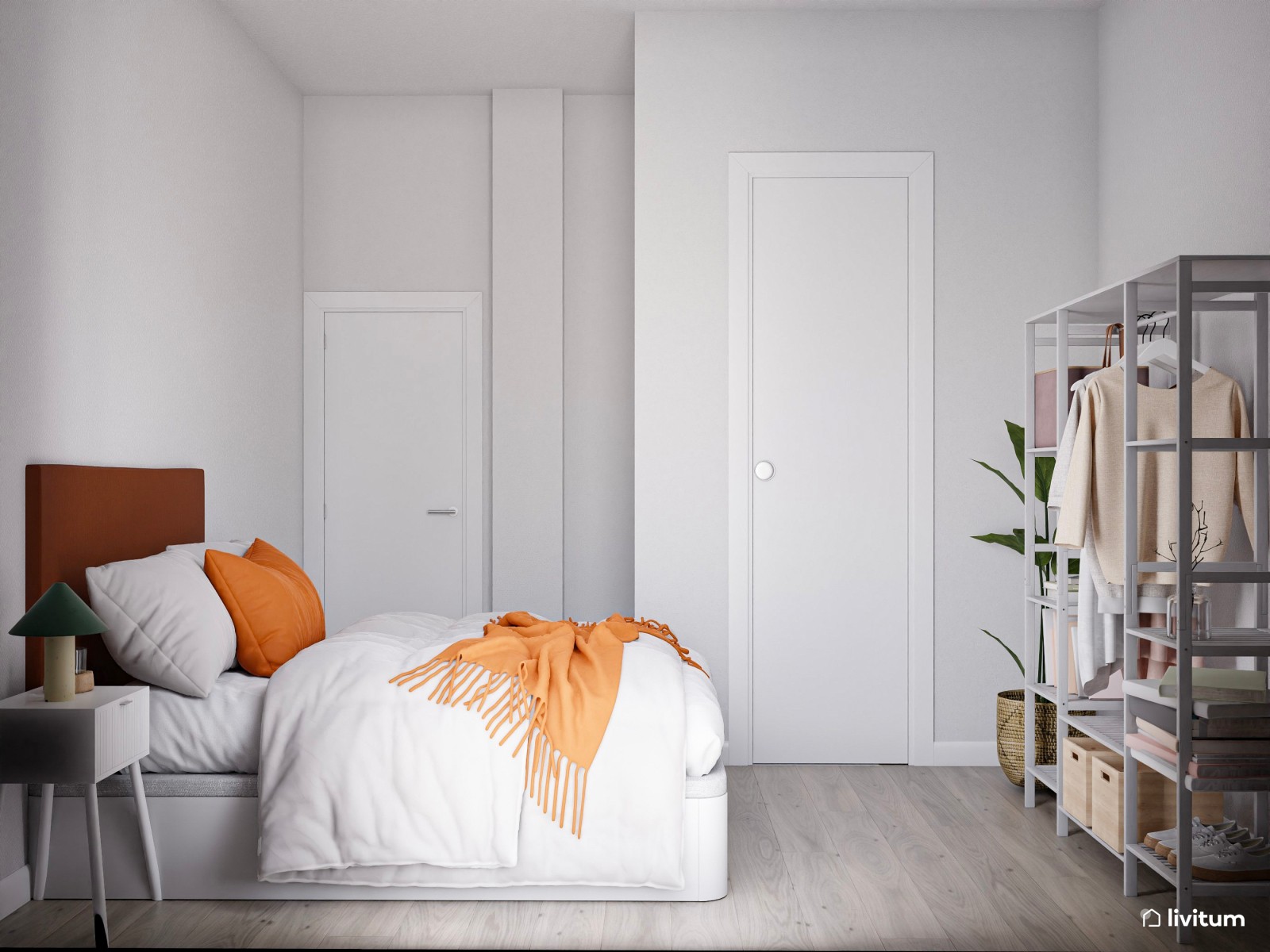  Piso turístico decorado en tonos neutros con acentos en naranja