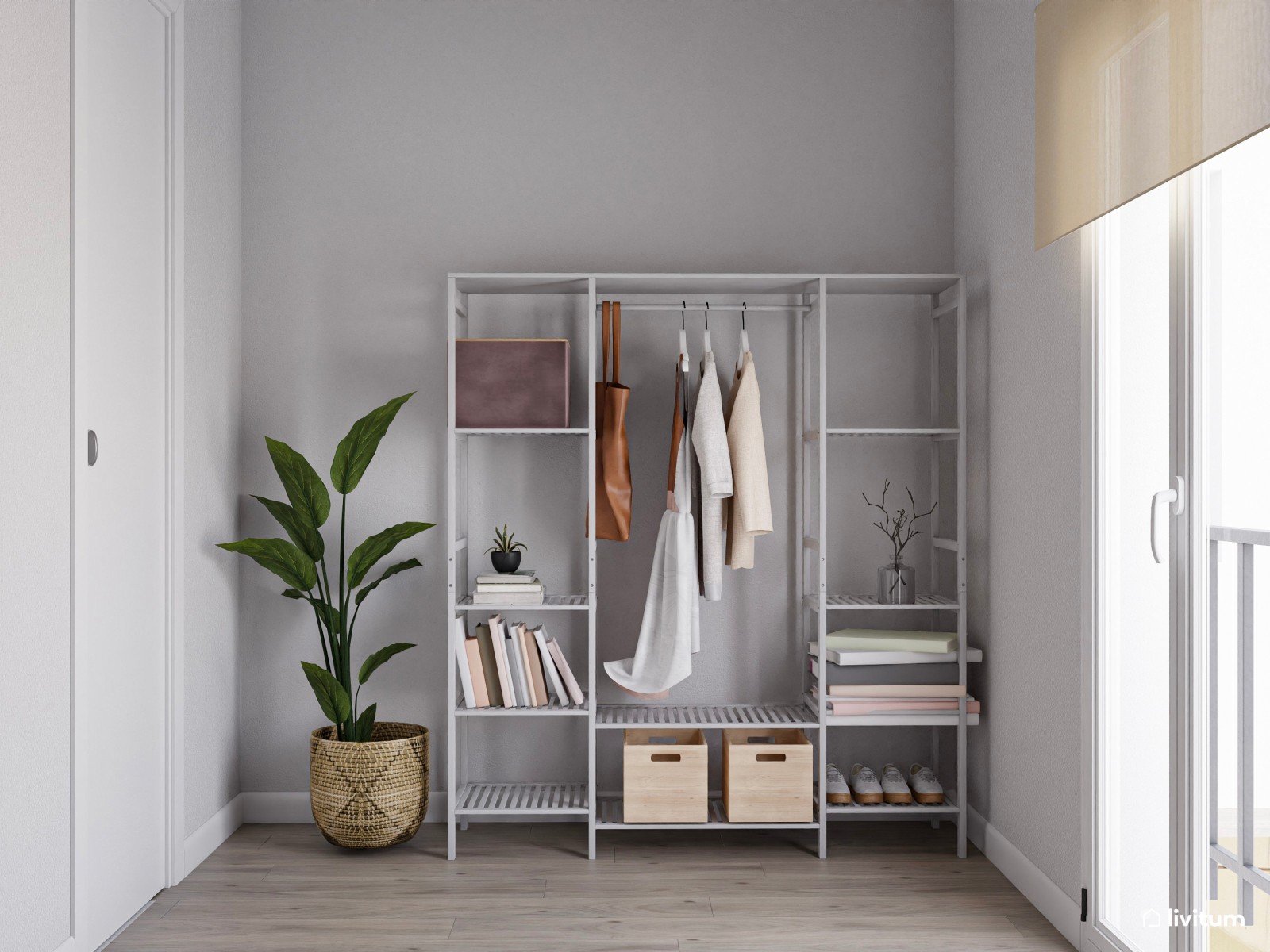  Piso turístico decorado en tonos neutros con acentos en naranja