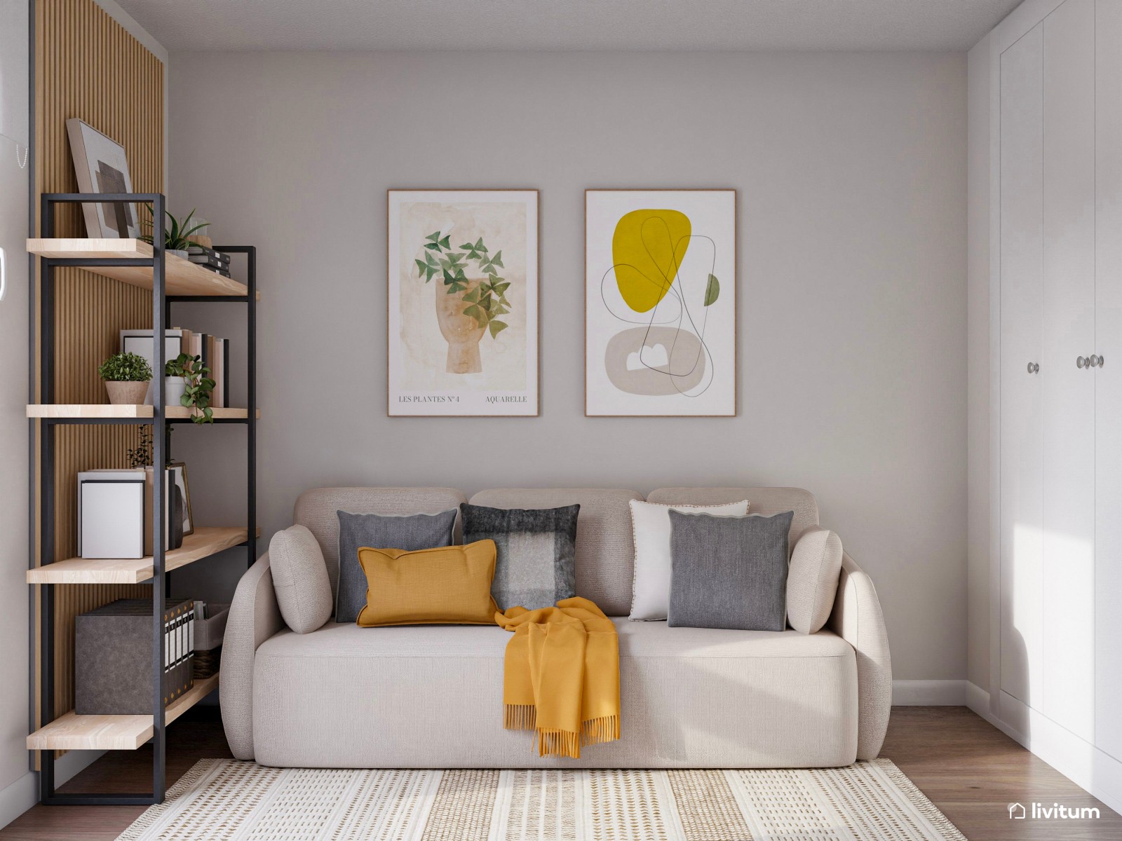 Práctico y moderno estudio doble con sofá cama