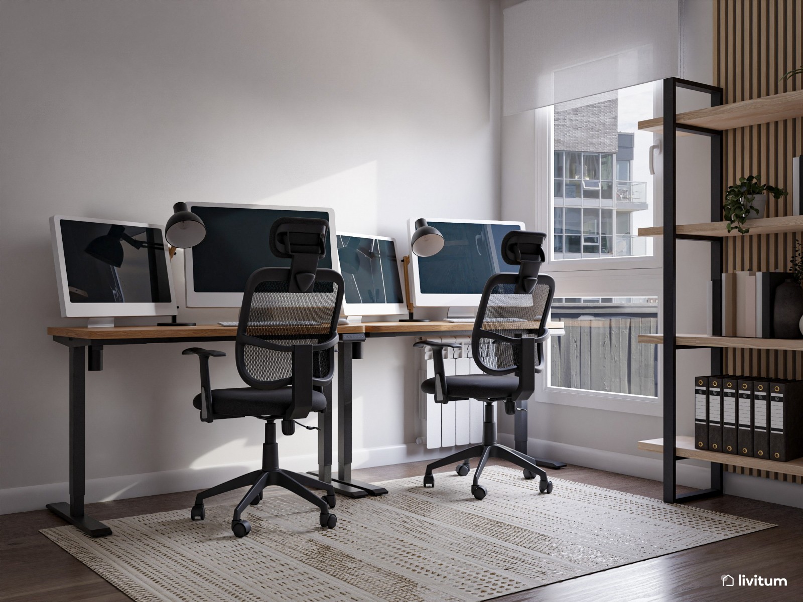 Práctico y moderno estudio doble con sofá cama