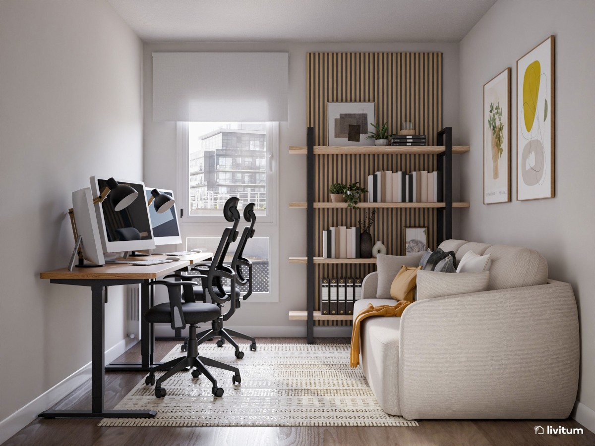 Práctico y moderno estudio doble con sofá cama