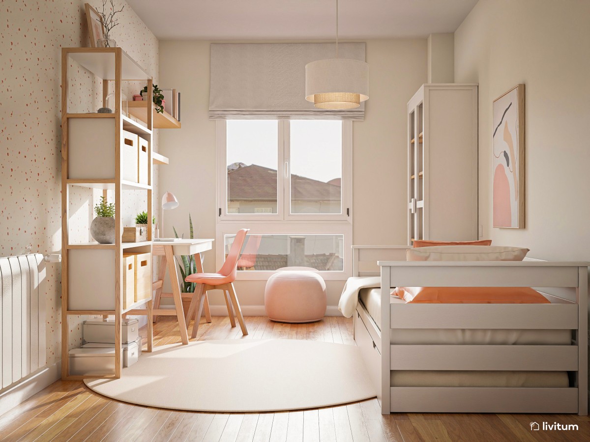 Preciosa habitación infantil en blanco y rosa